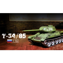 Czołg zdalnie sterowany ASG/IR/dźwięk/dym 1:16 Russia Medium Tank T-34/85 1944 RTR 2.4Ghz - Heng Long 3909-1U (S)